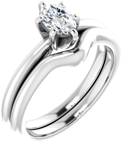 Sužadėtuvių Žiedas „Solitaire“ 585 Baltojo Aukso Oval 6mm x 4mm (6)