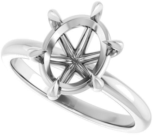 14K White 10x8 mm Oval Solitaire Engagement Ring Mounting (5)