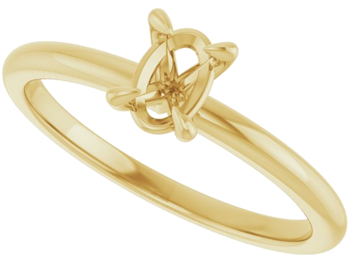 Sužadėtuvių Žiedas „Solitaire“ 585 Geltonojo Aukso Oval 6mm x 4mm (5)