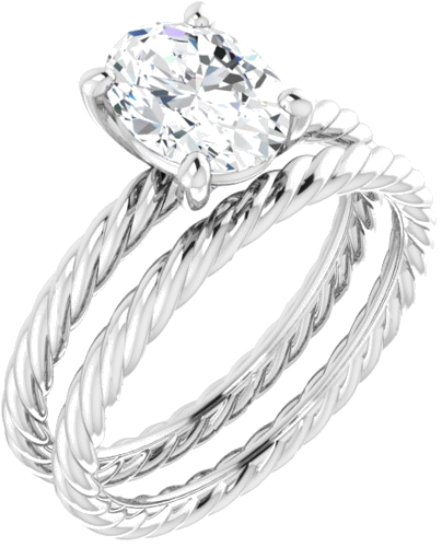 Sužadėtuvių Žiedas „Solitaire“ 585 Baltojo Aukso Oval 8mm x 6mm (6)