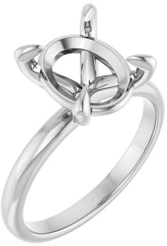 14K White  11x9 mm Oval Solitaire Engagement Ring Mounting (1)
