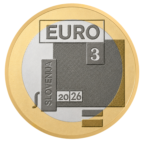2026 Словении Сречко Косовел монета 3 евро (2)