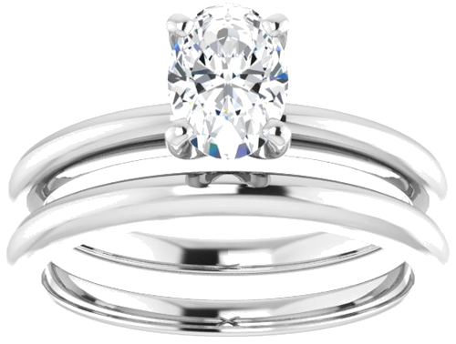 14K White  7x5 mm Oval Solitaire Engagement Ring Mounting (8)