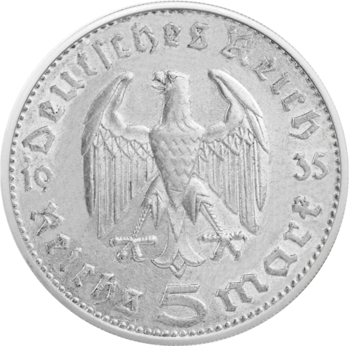 5 reichsmarkės Prezidentas Paulius fon Hindenburgas (1935-1936) Vokietija sidabrinė moneta (2)