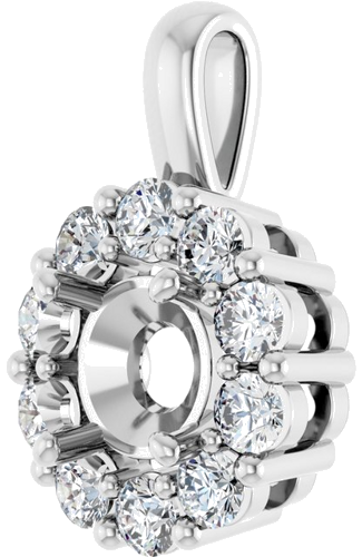 14K White 6.5 mm Round 5 8 CTW Natural Diamond Semi-Set Pendant (2)