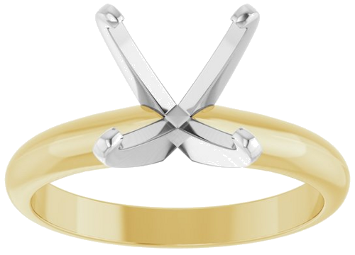 14K Yellow White 7x7 mm Square 4-Prong Light Solitaire Engagement Ring Mounting (3)