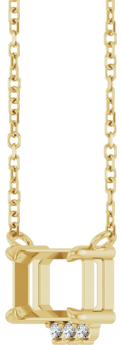 14K Yellow 7x5 mm Emerald .025 CTW Natural Diamond Semi-Set 18  Necklace (3)