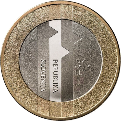 2021 Slovėnija 30 metų Nepriklausomybės 3 eurų moneta (1)