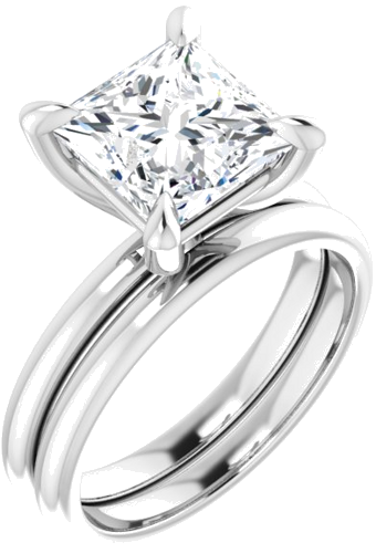 14K White  8x8 mm Square Solitaire Engagement Ring Mounting (6)