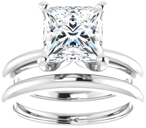 Platinum  7.5 mm Square Solitaire Engagement Ring Mounting (8)