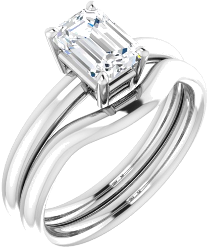 14K White 7x5 mm Emerald Engagement Ring Mounting (2)