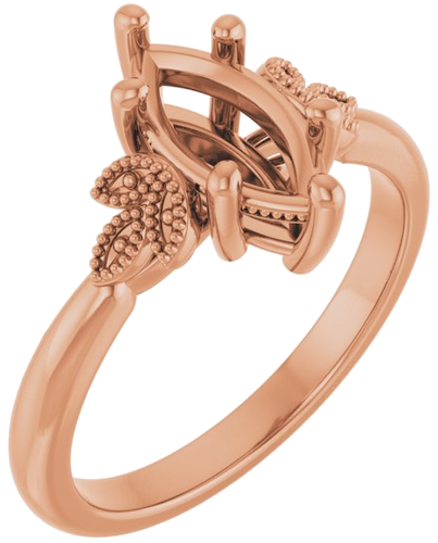 10K Rose 10x5 mm Marquise Solitaire Engagement Ring Mounting (1)