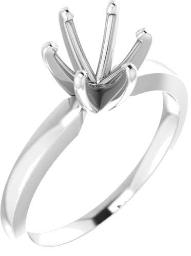 14K White 6.6-7.2 mm Round 6-Prong Solitaire Engagement Ring Mounting (1)