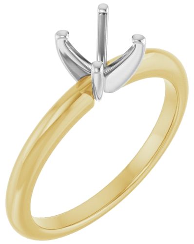 14K Yellow   White  5.8 mm Round Solitaire Engagement Ring Mounting (1)