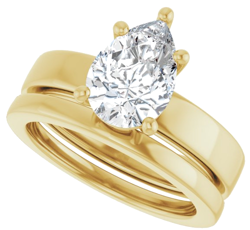 Sužadėtuvių Žiedas „Solitaire“ 585 Geltonojo Aukso Pear Shape 10mm x 7mm (10)