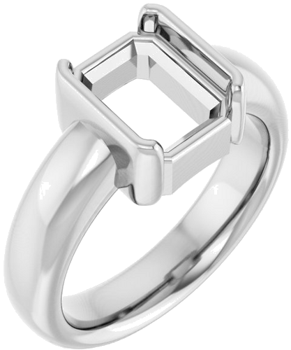 Sužadėtuvių Žiedas „Half Bezel Solitaire“ 585 Baltojo Aukso Emerald 9mm x 7mm (1)