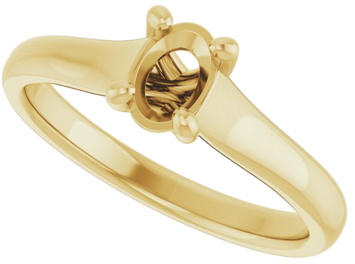 14K Yellow 6x4 mm Oval Solitaire Engagement Ring Mounting (5)