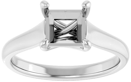 14K White 6 mm Square Solitaire Engagement Ring Mounting (3)