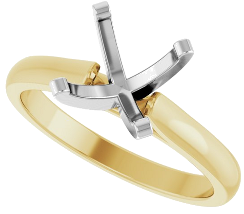 14K Yellow White 8.2 mm Round Solitaire Engagement Ring Mounting (5)