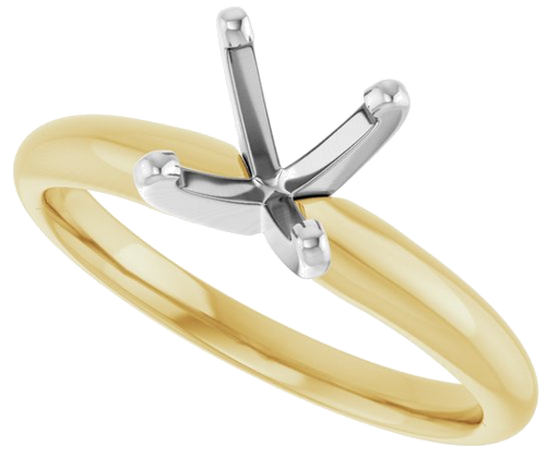 14K Yellow   White 6-6.6 mm Round 4-Prong Solitaire Ring Mounting (5)