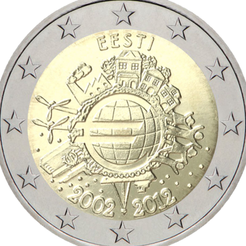 2012 Igaunija Eiro desmitgadei (TYE) 2 eiro monēta (2)