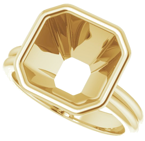 14K Yellow 10 mm Asscher Engagement Ring Mounting (5)