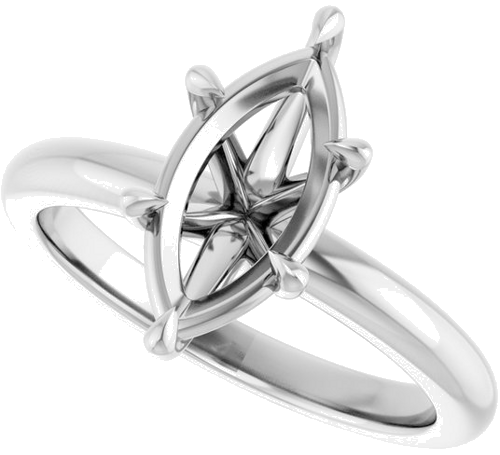 14K White 12x6 mm Marquise Solitaire Engagement Ring Mounting (5)
