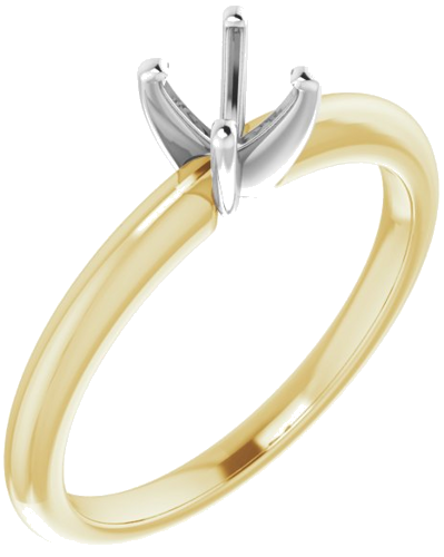 Sužadėtuvių Žiedas „Solitaire“ 585 Geltonojo Aukso Ir 950 Platinos Round 4.8mm (1)