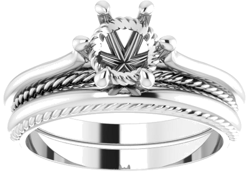 14K White 6.5 mm Round Solitaire Engagement Ring Mounting (8)