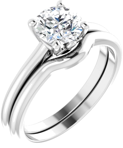 14K White 6.5 mm Round Hidden Fleur De Lis Solitaire Engagement Ring Mounting (6)