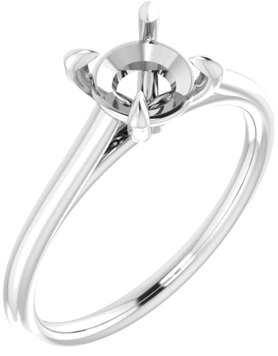 10K White  6.5 mm Round Solitaire Engagement Ring Mounting (1)
