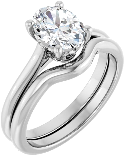 14K White 8x6 mm Oval Solitaire Engagement Ring Mounting (6)