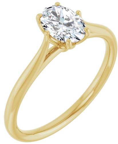 Sužadėtuvių Žiedas „Solitaire“ 585 Geltonojo Aukso Oval 7mm x 5mm (6)