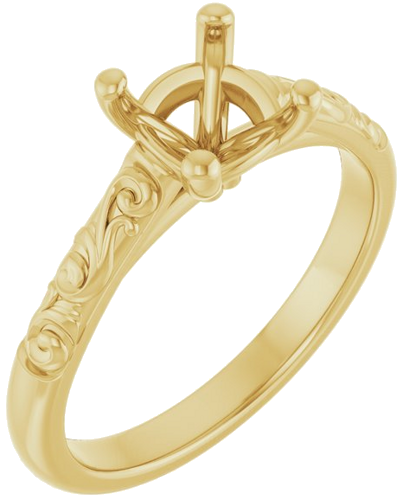 Sužadėtuvių Žiedas „Solitaire“ 585 Geltonojo Aukso Cushion 6mm (1)