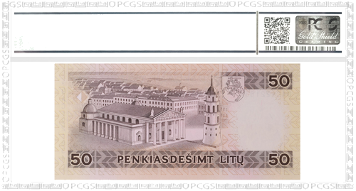 1993 Lietuva 50 litų banknotas PCGS GEM UNC 64 (2)