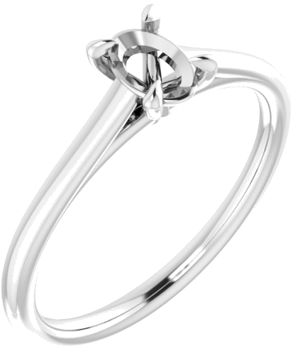 Sužadėtuvių Žiedas „Solitaire“ 585 Baltojo Aukso Oval 6mm x 4mm (1)