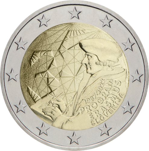 2022 Slovēnija Erasmus 35 gadu jubilejas 2 eiro monēta (1)