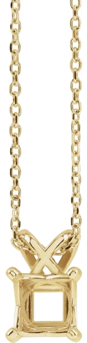14K Yellow 3.5x3.5 mm Square Solitaire 16-18  Necklace Mounting (1)