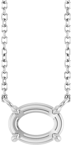 14K White 8x6 mm Oval 18  Necklace Mounting (1)