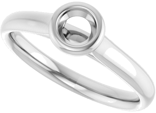 Sužadėtuvių Žiedas „Bezel-Set Solitaire“ 585 Baltojo Aukso Round 4.1mm (5)