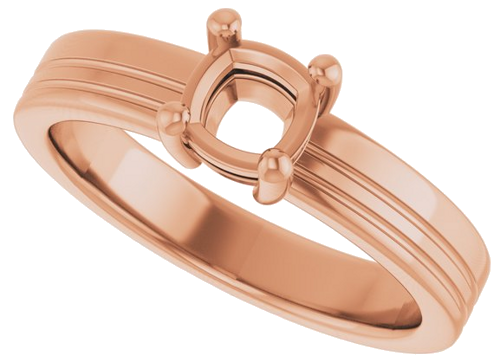 14K Rose 5 mm Cushion Solitaire Engagement Ring Mounting (5)