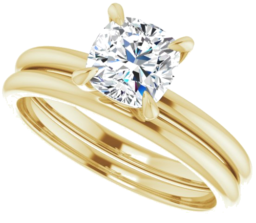 Sužadėtuvių Žiedas „Solitaire“ 585 Geltonojo Aukso Cushion 6mm (10)