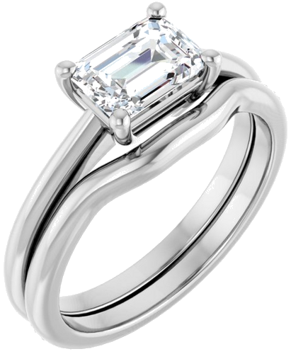 14K White 7x5 mm Emerald Solitaire Engagement Ring Mounting (6)