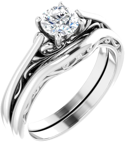 14K White 5.2 mm Round Engagement Ring Mounting (16)