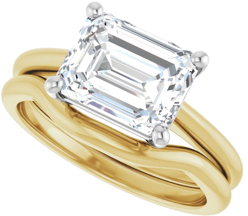 Sužadėtuvių Žiedas „Solitaire“ 585 Baltojo Ir Geltonojo Aukso Emerald 9mm x 7mm (8)