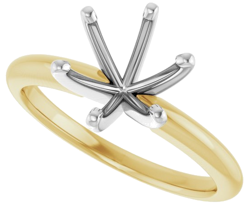 14K Yellow White 8 mm Round 6-Prong Solitaire Ring Mounting (5)