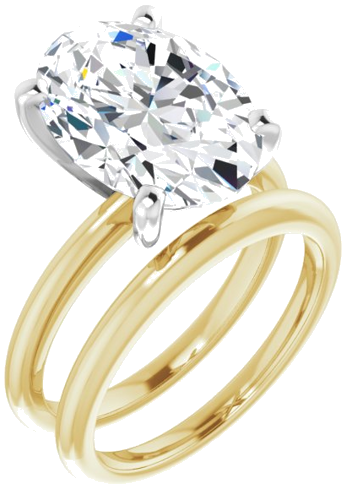 14K Yellow   White  14x10 mm Oval Solitaire Engagement Ring Mounting (6)