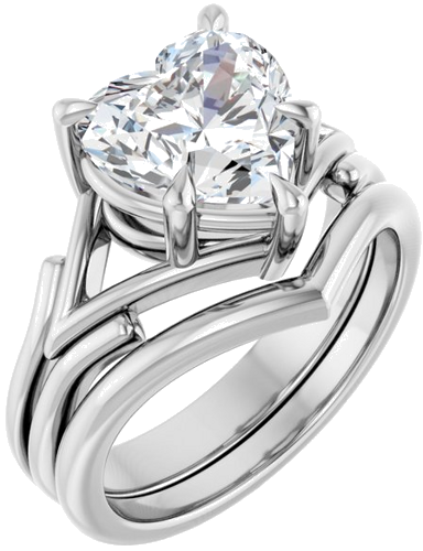 14K White 9x9 mm Heart Solitaire Engagement Ring Mounting (6)