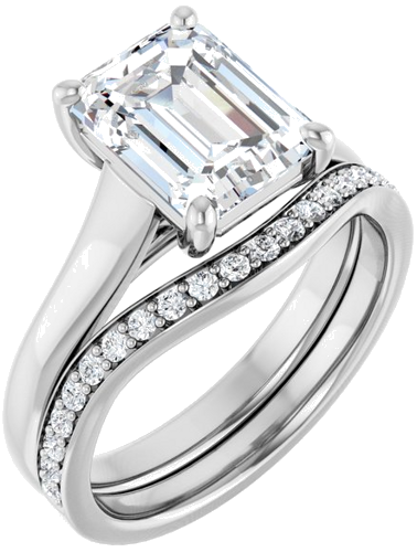 14K White 9x7 mm Emerald Solitaire Engagement Ring Mounting (6)