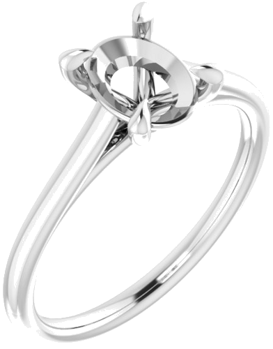 Sužadėtuvių Žiedas „Solitaire“ 585 Baltojo Aukso Oval 8mm x 6mm (1)